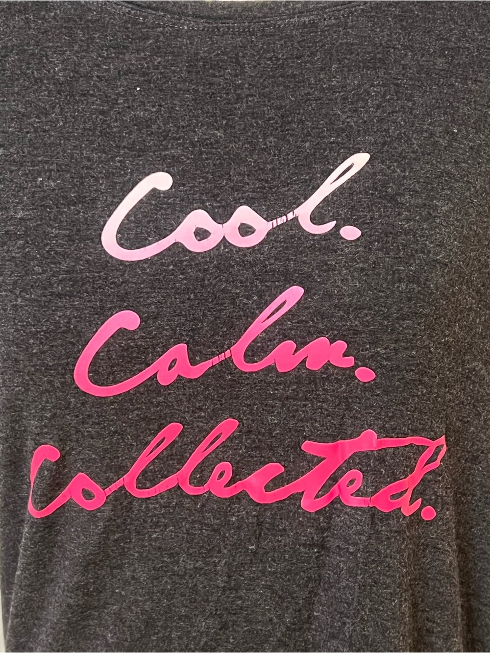 Gaiam charcoal gray yoga graphic t-shirt |Cool. Calm.Collected | SZ M |Preowned - Picture 6 of 10